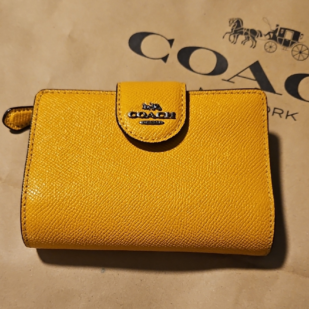 Coach Vibrant Yellow Leather Wallet